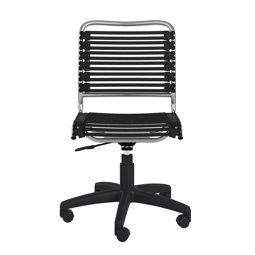 Black Swivel Adjustable Task Chair Bungee Back Steel Frame