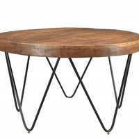 Round Mid Century Iron Base Coffee Table