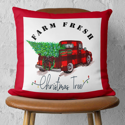 Christmas Buffalo Check Pick Up Truck Throw Pillow