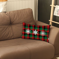 Christmas Snowflake Trio Plaid Lumbar Throw Pillow