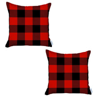 Set of 2 Red and Black Buffalo Plaid Throw Pillows