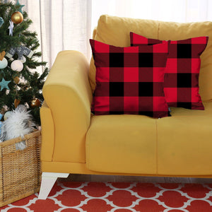 Set of 2 Red and Black Buffalo Plaid Throw Pillows