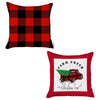 Set of 2 Red Plaid and Red Truck Throw Pillows