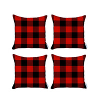 Set of 4 Red and Black Buffalo Plaid Throw Pillows