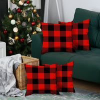 Set of 4 Red and Black Buffalo Plaid Throw Pillows