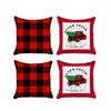 Set of 4 Red Plaid and Red Truck Throw Pillows