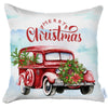 Merry Christmas Vintage Red Car Throw Pillow