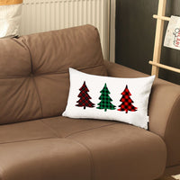 Christmas Tree Trio Plaid Lumbar Throw Pillow