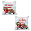 Set of 2 Merry Christmas Vintage Red Car Throw Pillows