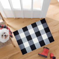 2' x 3' Black and White Buffalo Check Washable Floor Mat