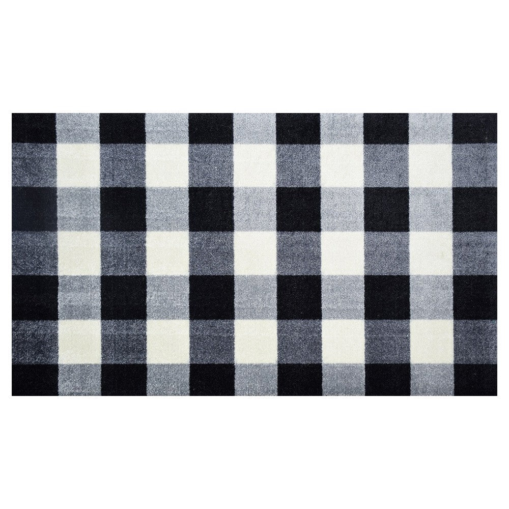 2' x 4' Black and White Buffalo Check Washable Floor Mat