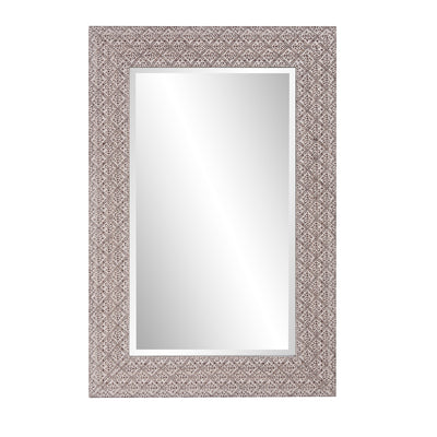 Gray Embossed Faux Wood Rectangular Mirror