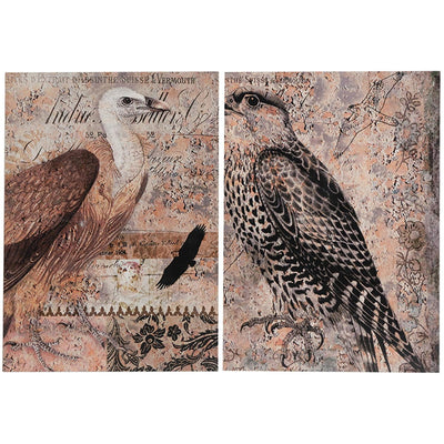 Set of 2 Antique Post Card Birds Wall Art