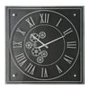 Vintage Style Gears Black and Silver Square Wall Clock