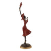 Vintage Hand Cast Bronze Statuette of an African Dancer in a Fire Red Dress