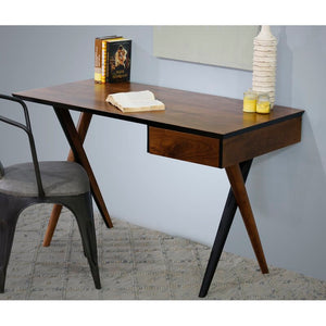 Two Tone Criss Cross Wooden Desk