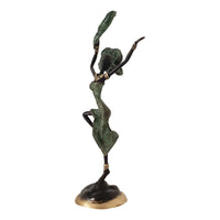 Hand Cast Bronze Statue of an African Dancer in a Green Dress