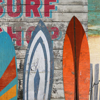 Vintage Surfboard Trio Beach Scene Wall Art