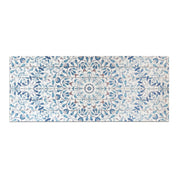 Shades of Blue Ornate Floral Wood Plank Wall Art