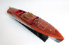 9" Brown Blue And Red Manufactured Wood Hand Painted Decorative Boat