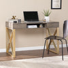 Modern Gray and Gold Writing Desk with Storage