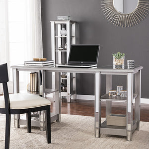 Matte Silver Mirrored Desk