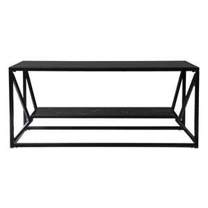 42" Black Glass And Metal Rectangular Coffee Table