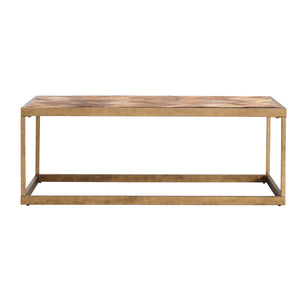 48" Natural And Natural Brown Solid Wood And Metal Rectangular Coffee Table