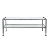 48" Silver Glass And Metal Rectangular Coffee Table