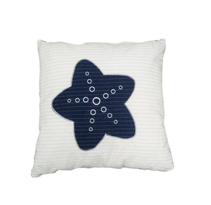 Set Of Two 17" X 17" Blue And White Starfish Throw Pillows