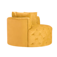 Glam Yellow Velvet Round Tufted Swivel Accent Chair