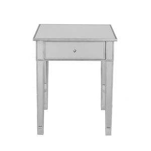 29" Silver And Reflective Glass Square Mirrored End Table