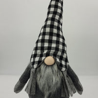 Black and White Buffalo Plaid Standing Gnome