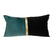 Teal Gold and Black Tufted Velvet Lumbar Pillow