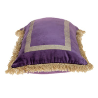 Boho Purple with Gold Fringe Decorative Lumbar Throw Pillow