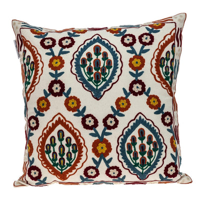 Floral Embroidered Multicolor Decorative Pillow