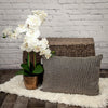 Shimmering Gray Beaded Luxury Throw Pillow