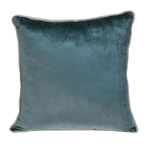 Reversible Gray and Teal Square Velvet Throw Pillow