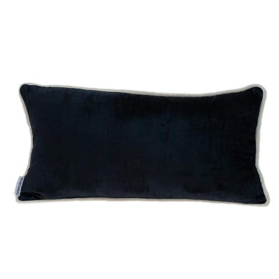 Reversible Black and White Lumbar Velvet Throw Pillow