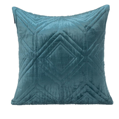 Teal Quilted Diamonds Velvet Solid Color Throw Pillow