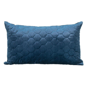 Navy Blue Tufted Velvet Quilted Lumbar Throw Pillow