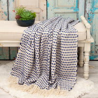 Noble Blue and Biege Striped Handloomed Throw Blanket