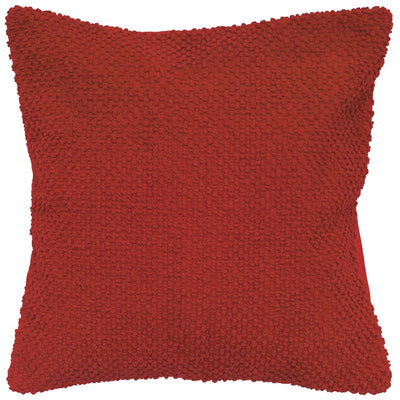 Red Nubby Textured Modern Throw Pillow