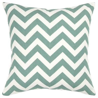 Teal Ivory Chevron Down Filled Throw Pillow