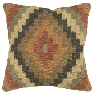 Brown Beige Kilim Down Filled Throw Pillow