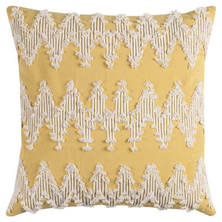 Yellow Shaggy Chevron Throw Pillow