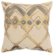 Beige Gold Foil Distressed Modern Throw Pillow