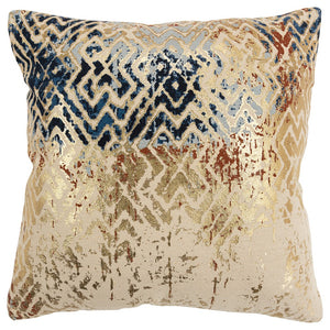 Beige Navy Distressed Retro Modern Throw Pillow