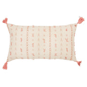 Blush Beige Tribal Inspired Tasseled Lumbar Pillow