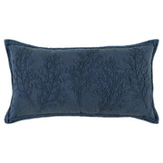 14" x 26" Navy Botanical Pattern Embroidered Lumbar Pillow